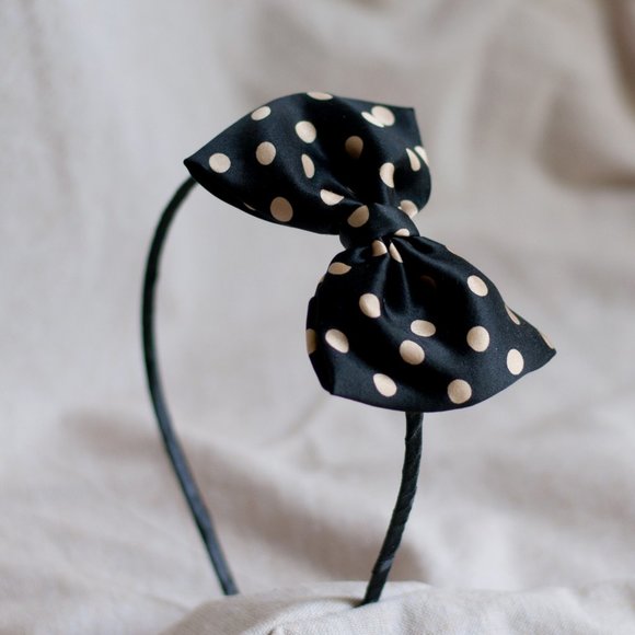 Hand Crafted Accessories - Polka Dot Silk Bow Headband